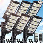 6 Pack Solar Street Lights Outdoor Waterproof, 6500K LED Motion Sensor Lights, Dusk to Dawn Solar Flood Lights with Remote,Parking Lot Light,Commercial Area Lighting for Outside