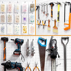 HUHOLE 25 Pack Black Pegboard Hooks 6 Inch – Heavy Duty Metal L-Hooks for 1/4" Peg Board – Garage Tool Organizer, Retail Disp