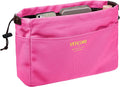Vercord Canvas Handbag Organizers, Sturdy Purse Insert Organizer Bag in Bag, 10 Pockets Rose Large