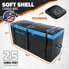 Mockins 25 Cu Ft Large Trailer Hitch Cargo Carrier Bag | 60"x24"x31" Waterproof Cargo Bag for Hitch Carrier & Truck Bed | Weatherproof Vinyl Vehicle Soft-Shell Carriers Set w/Straps, Lock & Carry Case
