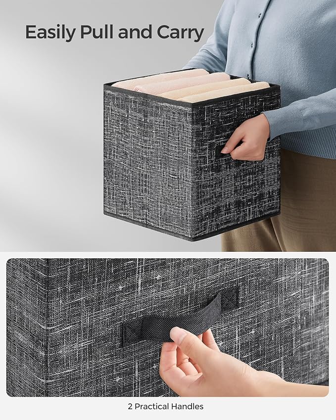 SONGMICS Storage Cubes, 13 x 13 x 13 Inches Non-Woven Fabric Bins with Double Handles, Set of 8, Closet Organizers for Shelve