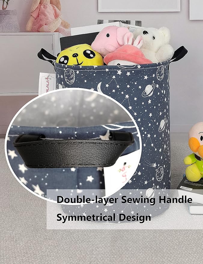 QUEENLALA Large Storage Basket,Laundry Hamper/Bathroom/Home Decor/Collapsible Round Storage Bin,Boys and Girls Hamper/Boxes/C