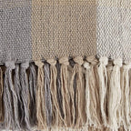 DII Buffalo Check Collection Rustic Farmhouse Throw Blanket with Tassels, 50x60, Tri Color, Stone