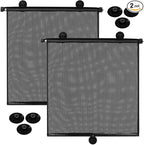 Blosssound 2 Pack Car Side Window Sun Shades Extra Wide Retractable Window Shades for Car Blocks Heat Roller Sunshade Visor for UV Rays Glare Protection Accessories(20 x 20 Inch)