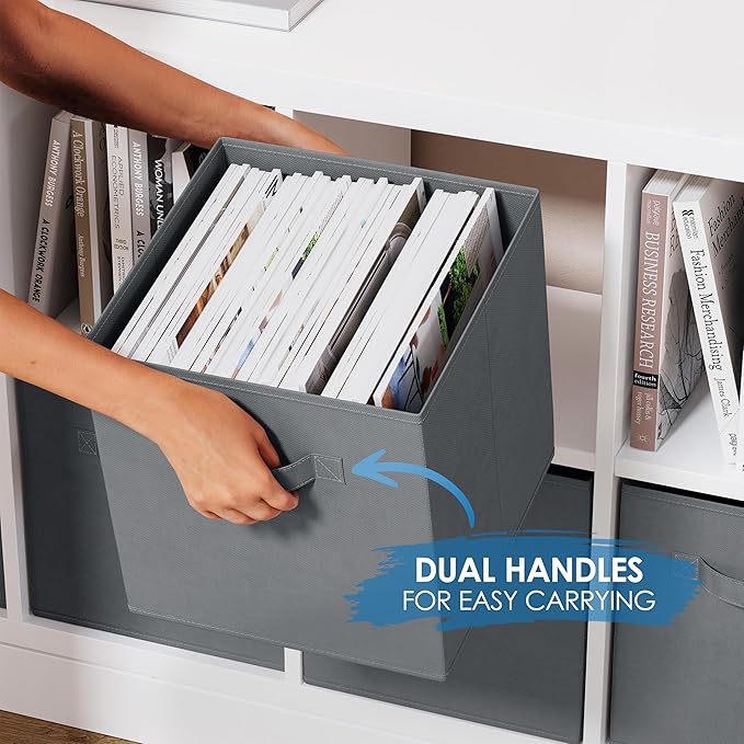 Storage Cubes Pack Of 8 - Standard Size Cube Storage Bin 10.5x10.5x11 With Dual Handles For Easy Carrying- Fabric Storage Bin