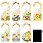 R HORSE 8Pcs Safari Baby Closet Dividers, Double Sided Nursery Hanger Dividers Wood Baby Closet Size Organizers for Boy Girl 