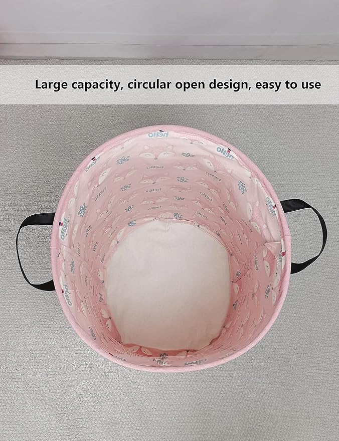QUEENLALA Large Storage Basket,Laundry Hamper/Bathroom/Home Decor/Collapsible Round Storage Bin,Boys and Girls Hamper/Boxes/C