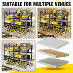 Hipidian Power Tool Organizer Wall Mount - Storage Rack with 4 Drill Holders for Drills Cordless Tools. Heavy Duty Iron Garag