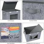 Univivi Fabric Foldable Storage Boxes [4-Pack] Large Collapsible Stackable Storage Bins with Lids, Closet Organizers and Stor