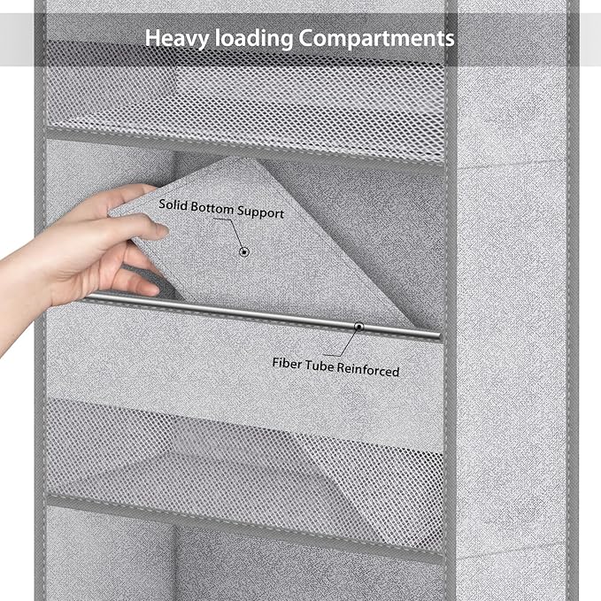 Univivi 6-Shelf Over Door Hanging Organizer Fabric Baby Door Storage with 5 Large Pockets and 3 Small PVC Pockets Wall Mount 