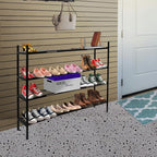 Shoe Rack, 4-Tier Long Shoe Rack, Stackable Shoe Storage Organizer Expandable Shoe Shelf Stand, Holds up to 25-30 Pairs of Sh
