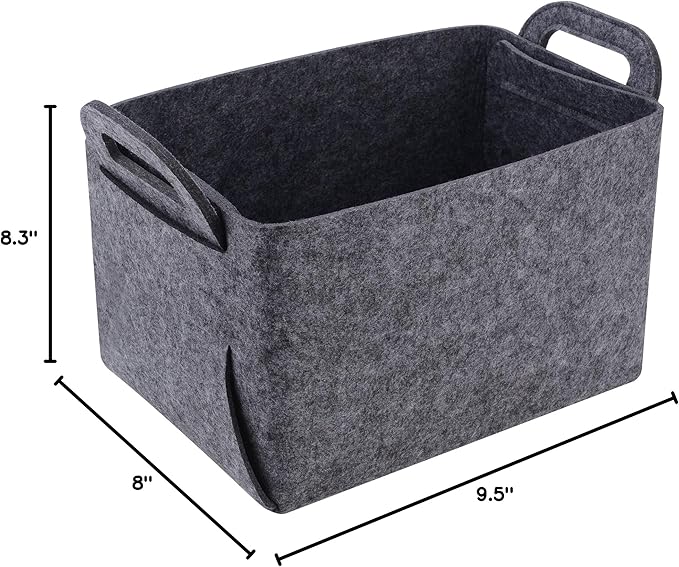 Minoisome Storage Basket Felt Storage Bin Collapsible& Convenient Box Organizer with Carry Handles for Office Bedroom Closet 