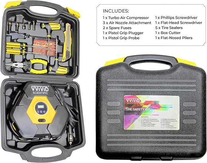 VViViD Deluxe Turbo Tire Compressor Emergency Safety Repair Bundle