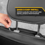 Cat® Edge Deluxe Faux Leather Car Seat Covers – Full Set (2 Front + 1 Rear Bench) – Semi-Custom Universal Fit, Two-Tone Black
