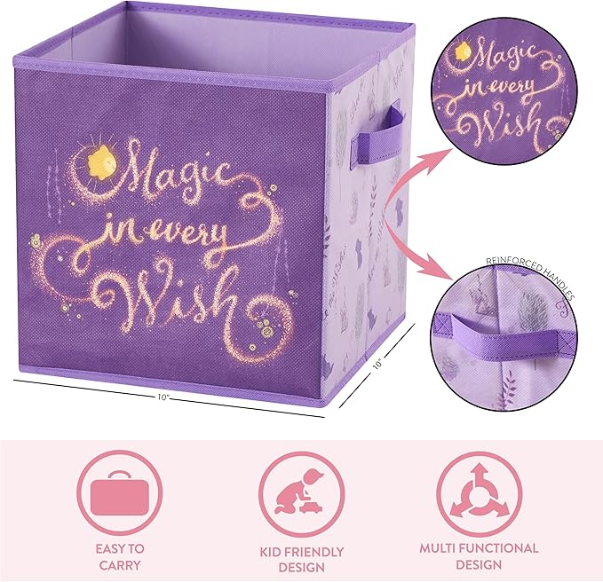 Disney Wish Set of Two Spacious Collapsible Storage Cubes, 10"x10"