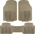 FH Group Car Floor Mats - Heavy-Duty Rubber Floor Mats for Cars, Universal Fit Full Set, Trimmable Automotive Floor Mats, ClimaProof Floor Mats For Most Sedan, SUV, Truck Floor Mats Beige