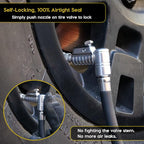 JACO Lightning L2X Quick-Connect Locking Tire Inflator Air Chuck Extension | Patented Lock-on Compressor Hose Attachment | 90 Degree Adapter (Open Flow)