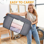 90L Large Blanket Storage Bags, 8 Pack Clothes Storage Bag Comforter Storage Bin with Reinforced Handle and Lid Foldable Clos