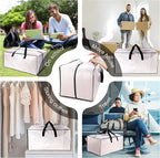 VELVETSURE 12 Pack Heavy Duty Large Moving Bags W/Backpack Straps - Strong Handles & Zippers, Storage Totes For Space Saving,