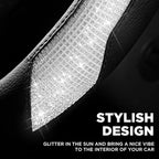 PIC AUTO Steering Wheel Cover, Sparkly Crystal Bling Glitter with Black Leather, Universal Fit 14.5"-15.5" Car Steering Wheel