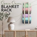 RELODECOR Blanket Wall Rack – Decorative Farmhouse Style Wooden Ladder – Rustic Quilt & Towel Holder – Wall Mounted Storage R
