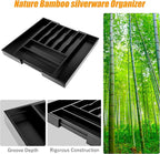 Bellsal Large Premium Bamboo Silverware Organizer - Expandable Utensil Drawer Organizer - 17"x19.6" Utensil Holder and Cutler