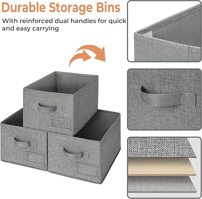 GRANNY SAYS Storage Bins for Shelves, Closet Bins with Label Holders, Fabric Storage Bin for Bedroom, Decorative Storage Cont