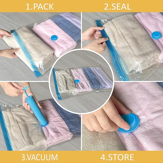 Roomimaster Vacuum Storage Bags, Vacuum Seal Space Saver Bags for Clothing, Travel Lugggage, Carry-on, Blankets, Comforters, 