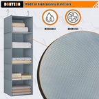 Hanging Closet Organizer 5-Shelf, Easy Mount Foldable Wardrobe Storage Shelves, Clothes Handbag Shoes Accessories, Washable O
