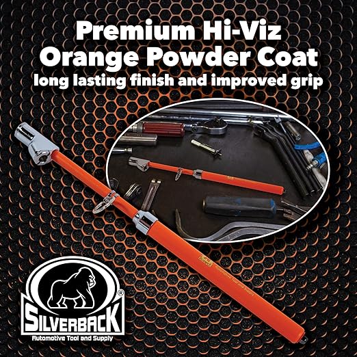 Silverback Hi-Visibility Orange Dual Foot Commercial Truck Tire Pressure Gauge, Recalibratable. Heavy Duty Stick Gauge with Black Metal Bar, Range 10-150 PSI in 2 PSI Increments.