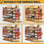5 Layers Power Tool Organizer Wall Mount, Metal Cordless Tool Hanger Storage Rack Holder with 8 Drill Holders, Heavy Duty Gar