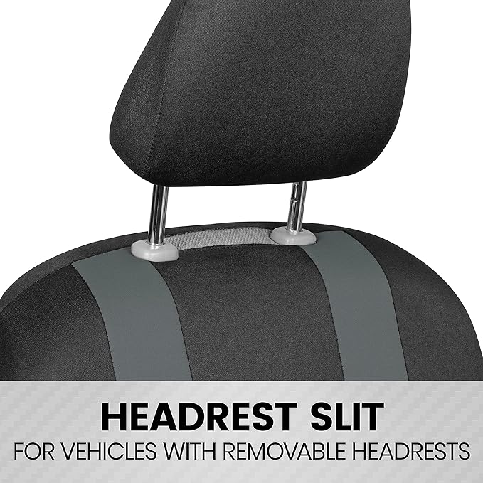 BDK carXS Seat Covers for Cars, Light Gray Two-Tone Car Seat Covers with Matching Back Seat Cover, Made to Fit Most Auto Truc