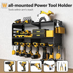 Spampur Power Tool Organizer Wall Mount with Charging Station, 3 Layer Heavy Duty Metal Tool Storage Rack Loads 420lbs with 6