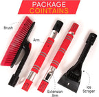VaygWay Ice Scraper and Extendable Snow Brush for Car Windshield- Adjustable Length Foam Grip 360° Pivoting Brush Head for Snow, 2 in 1 Sturdy Winter Ice and Snow Remover for Car, Truck, Van