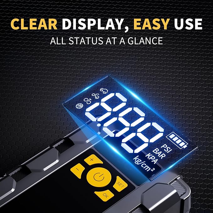 UIBI X5 Car Jump Starter with Air Compressor, 2000A Car Battery Jump Starter with 150PSI Tire Inflator Portable, Battery