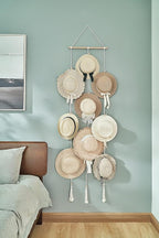Mkono Hat Rack Hat Hangers for Wall Boho Caps Storage Display Organizer with Decorative Tassels Modern Cowboy Womens Hat Disp