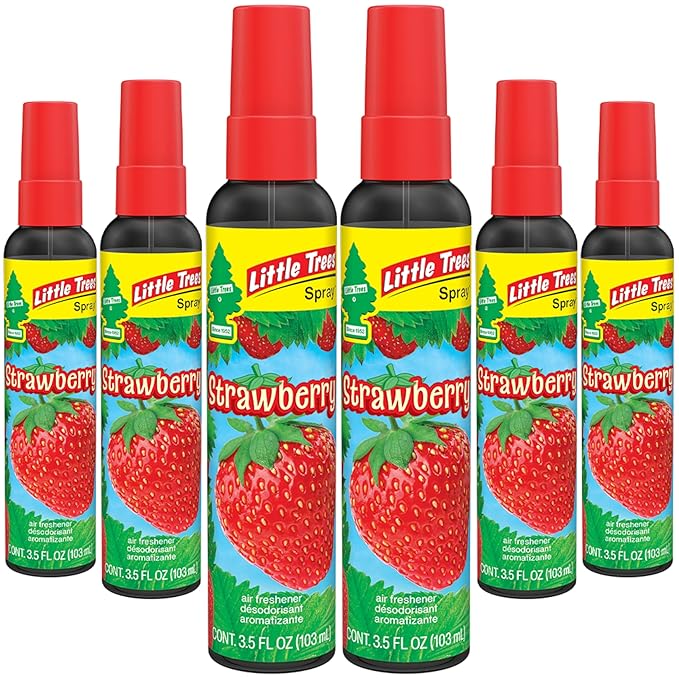 LITTLE TREES Car Air Freshener | Spray Provides a Long-Lasting Scent for Auto or Home | On-the-go Freshness | Strawberry, 6 A