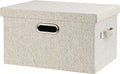 Graciadeco Medium 15" 21 Quart Collapsible Stackable Storage Bins with Lids, 1 Pack Beige Foldable Fabric Closet Storage Boxe