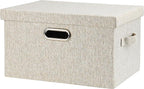 Graciadeco Medium 15" 21 Quart Collapsible Stackable Storage Bins with Lids, 1 Pack Beige Foldable Fabric Closet Storage Boxe