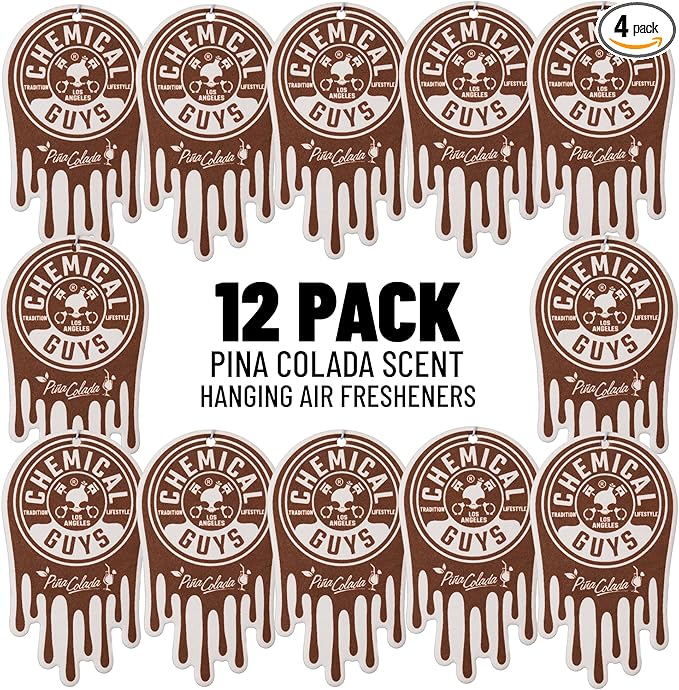Chemical Guys Car Fresheners, Hanging Air Fresheners - Pina Colada Scent for Cars, Trucks, SUVs, RVs, Home, Office, Work, Dor