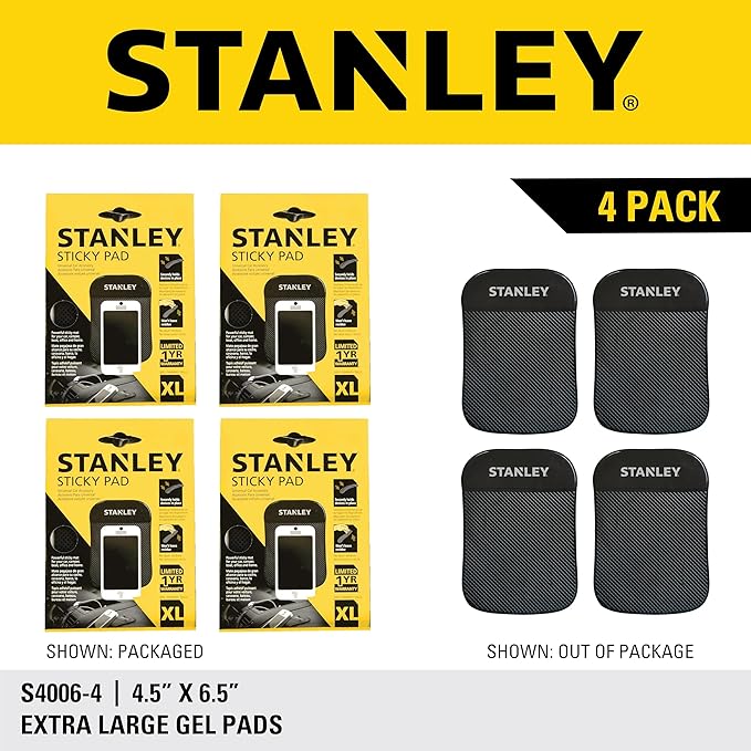 Stanley S4006 4.5" x 6.5" Extra-Strong Anti-Slip Grip Dashboard Gel Pad for Cell-Phone, Tablet, GPS, Keys or Sunglasses, Pack