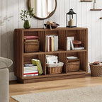ChooChoo 6 Cube Storage Organizer, Wooden Bookcase with Storage, Cube Storage Bookshelf for Bedroom and Home Office, Brown Wa