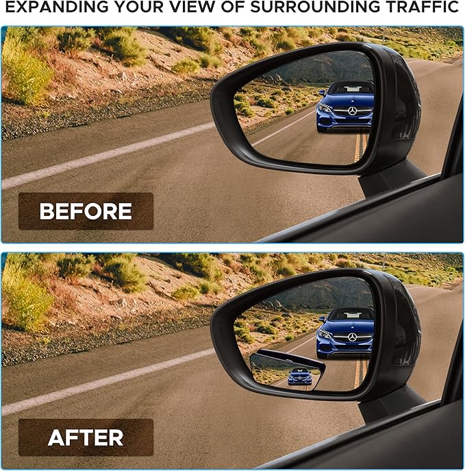 EcoNour Car Blind Spot Mirror (2 Pack) – 2" Rectangle HD Convex Rear View, Wide Angle Adjustable for SUVs & Trucks