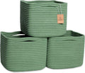 NaturalCozy Storage Cubes 9”x9”x7”Cotton Rope Woven Baskets for Organizing 3-Pack | 9 Inch Cube Storage Bin | Small Basket fo