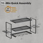 Spampur Power Tool Organizer Wall Mount, 3 Layers Storage Rack with 4 Drill Holders, Garage Storage Rack for Handheld, Metal 