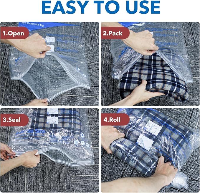 MEIQIHOME Vacuum Storage Bags, Space Saver Sealer Bags for Clothing, Pillows, Comforters, Blankets, Bedding, Travel, 16 Roll 