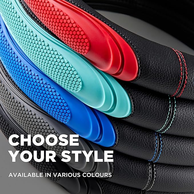 Road Comforts Car Steering Wheel Cover - Microfiber Leather Steering Wheel Wrap Sports 14.5-15 Inch Steering Wheel Cover Non-