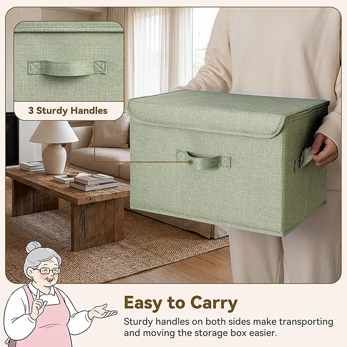 GRANNY SAYS Stoarge Basket with Lid, Decorative Storage Boxes, Closet Storage Bins for Clothes, Collapsible Stackable Organiz