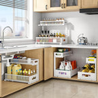 1 Pack 17IN Depth Under Sink Storage Organizer, Large 2-Tier Elegant Mesh Pull Out Shelf for Kitchen and Bathroom Cabinet Org