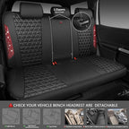 CAR PASS Bling Diamond Black Red Leather Car Seat Covers Full Set, Waterproof Shining Glitter Sparkly Crystal Universal Armre